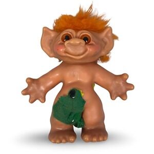 Vintage DAM Troll Doll Coin Bank 1960s Orange Amber Eyes 7.5" Toy READ